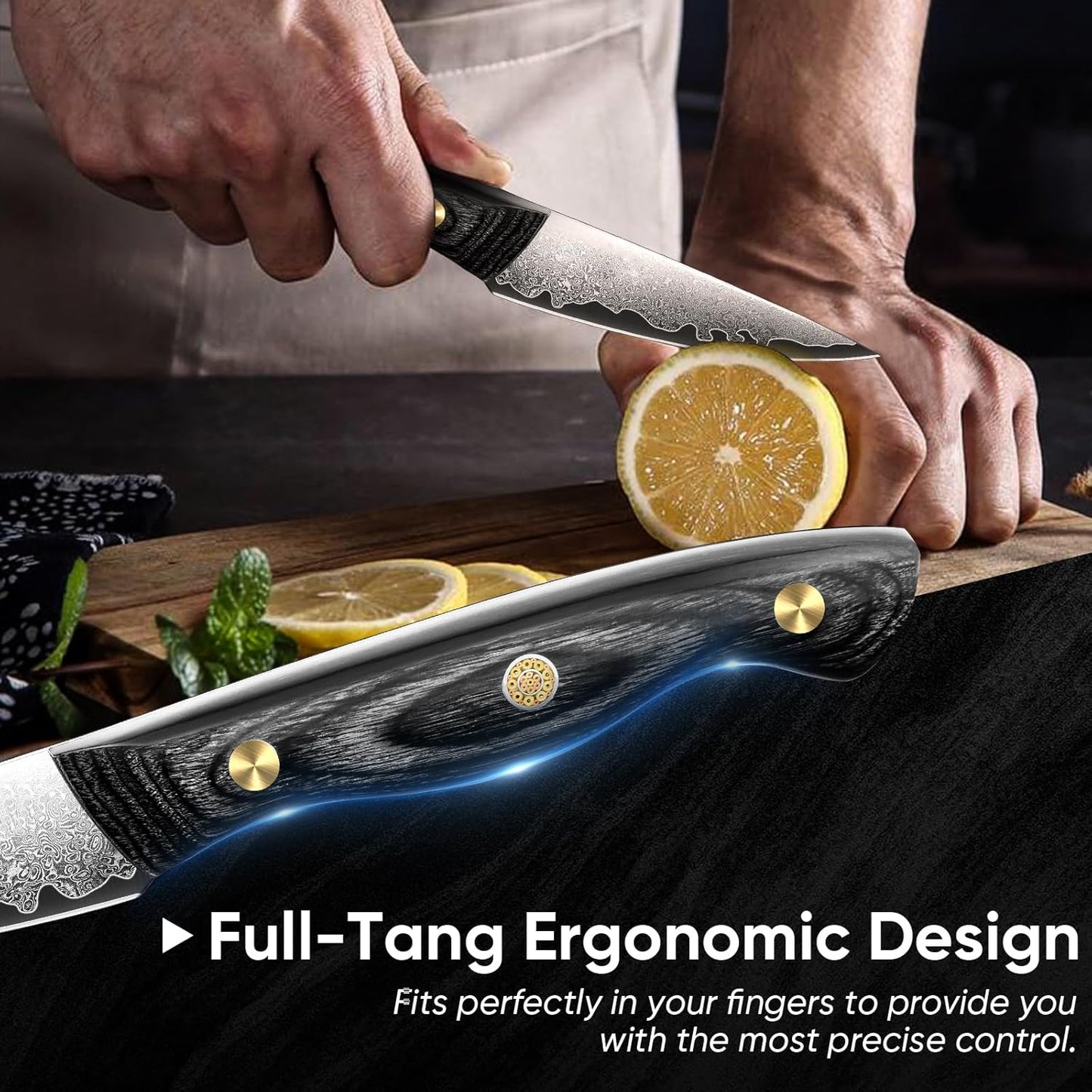 Purple Dragon Damascus Fish Fillet Knife - 7 inch Flexible Boning Knife with VG10 Core, Kitchen Slicing Knife with Full Tang Handle, Birthday Dad Mom Gift - PuriLite