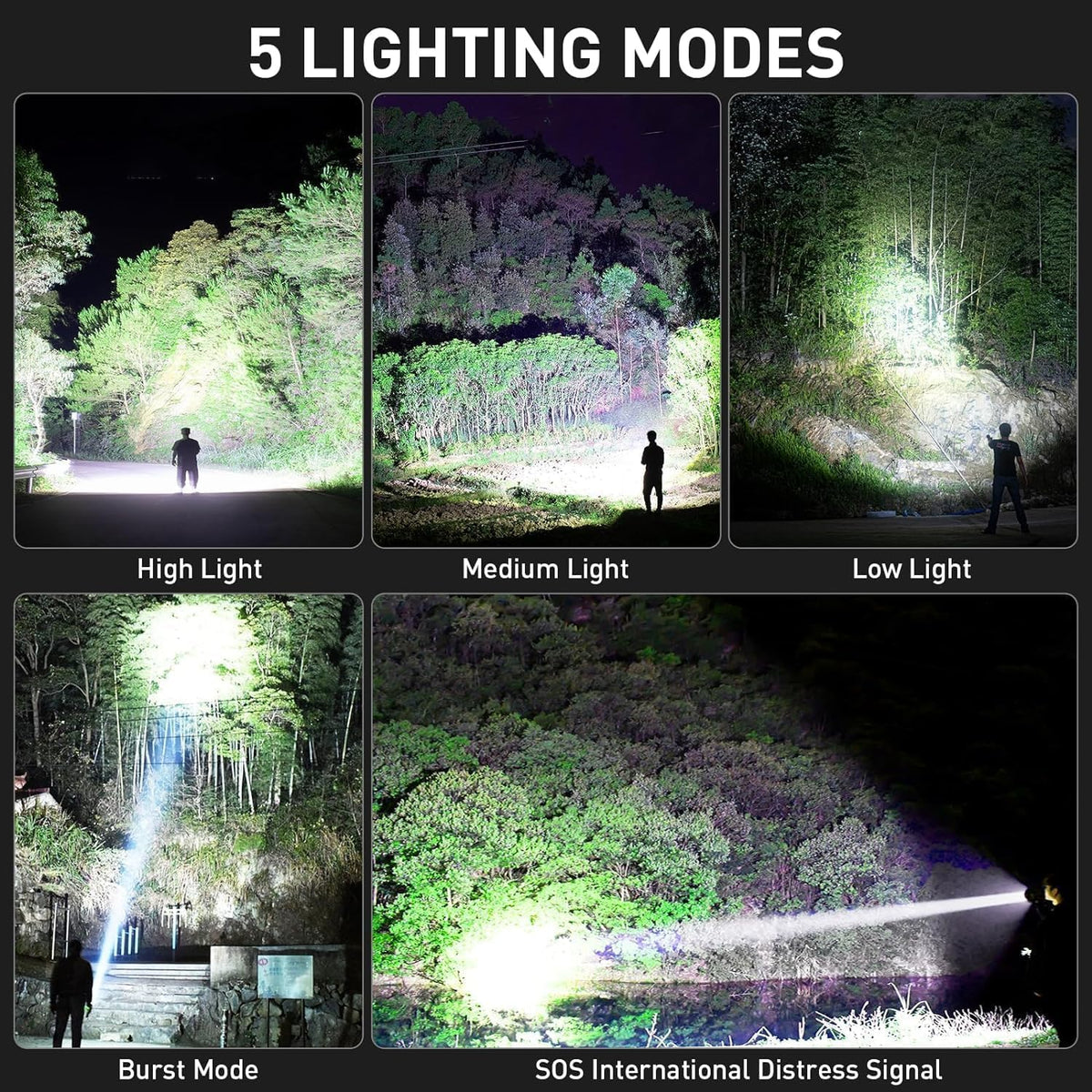 Rechargeable Flashlight 990000 High Lumens,Brightest LED Flashlights & 5 Modes,Powerful Flash Light,IPX6 Waterproof Super Bright Flashlight for Camping, Hiking - PuriLite