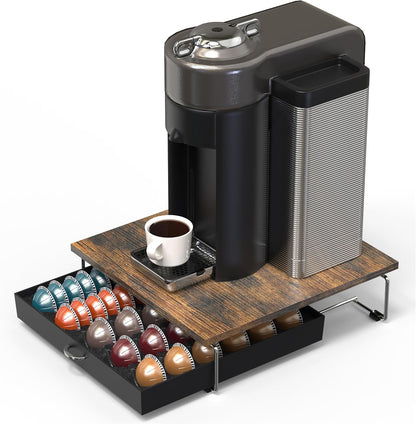 DecoBrothers Vertuo Pod Holder VertuoLine Drawer Storage for Nespresso Coffee Capsules, Crystal Tempered Glass, White - PuriLite