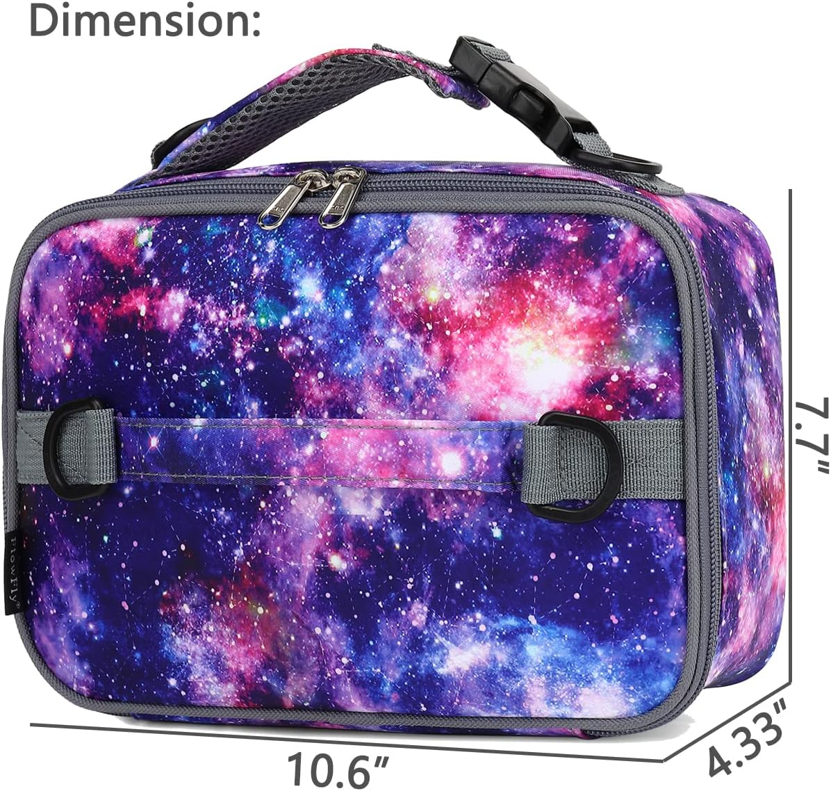 FlowFly Kids Lunch Box Insulated Soft Bag Mini Cooler Back to School Thermal Meal Tote Kit for Girls, Boys, Black - PuriLite