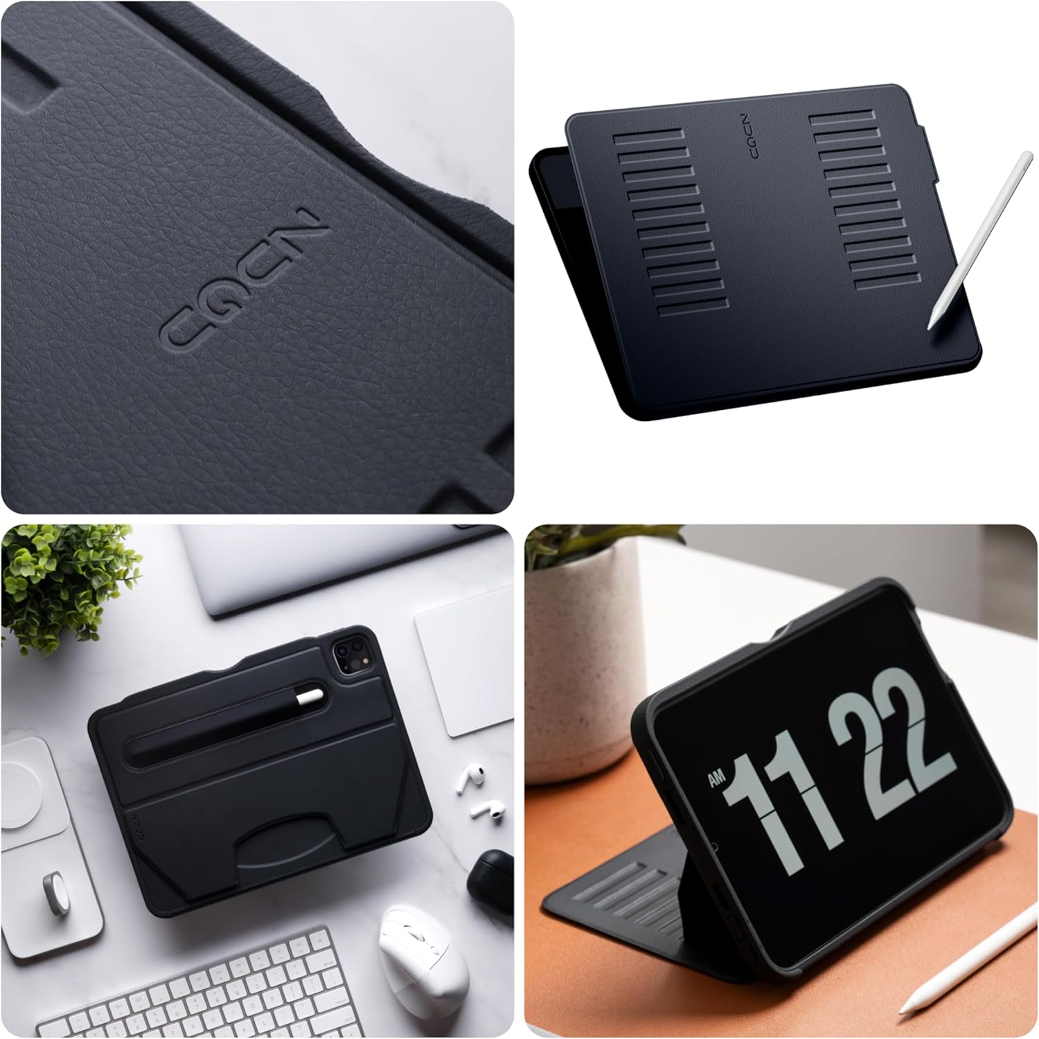 ZUGU iPad Pro 12.9 Case 2022/2021 6th & 5th Generation - Ultra Slim Protective Cover - Wireless Apple Pencil Charging - Convenient 10-Angle Magnetic Stand & Auto Sleep/Wake [ Black ] - PuriLite