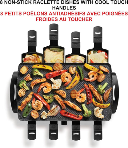 Starfrit The Rock Electric Raclette - 8 Person Party Grill - 8 Spatulas - Reversible Plate - 1500W - PuriLite