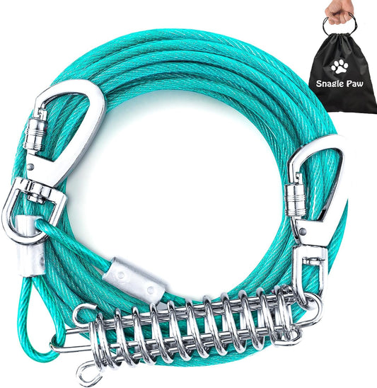 Tie Out Cable for Dogs, 10FT Dog Leads for Yard Chew Proof, Heavy Duty Dog Tie Out Cable for Large Dogs Up to 126lbs, Durable Dog Runner for Yard or Camping - PuriLite