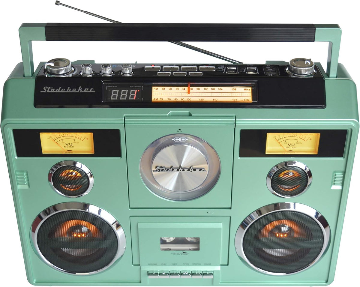 Sound Station Portable Stereo with Bluetooth/CD/AM-FM Radio/Cassette Recorder (Silver) - PuriLite