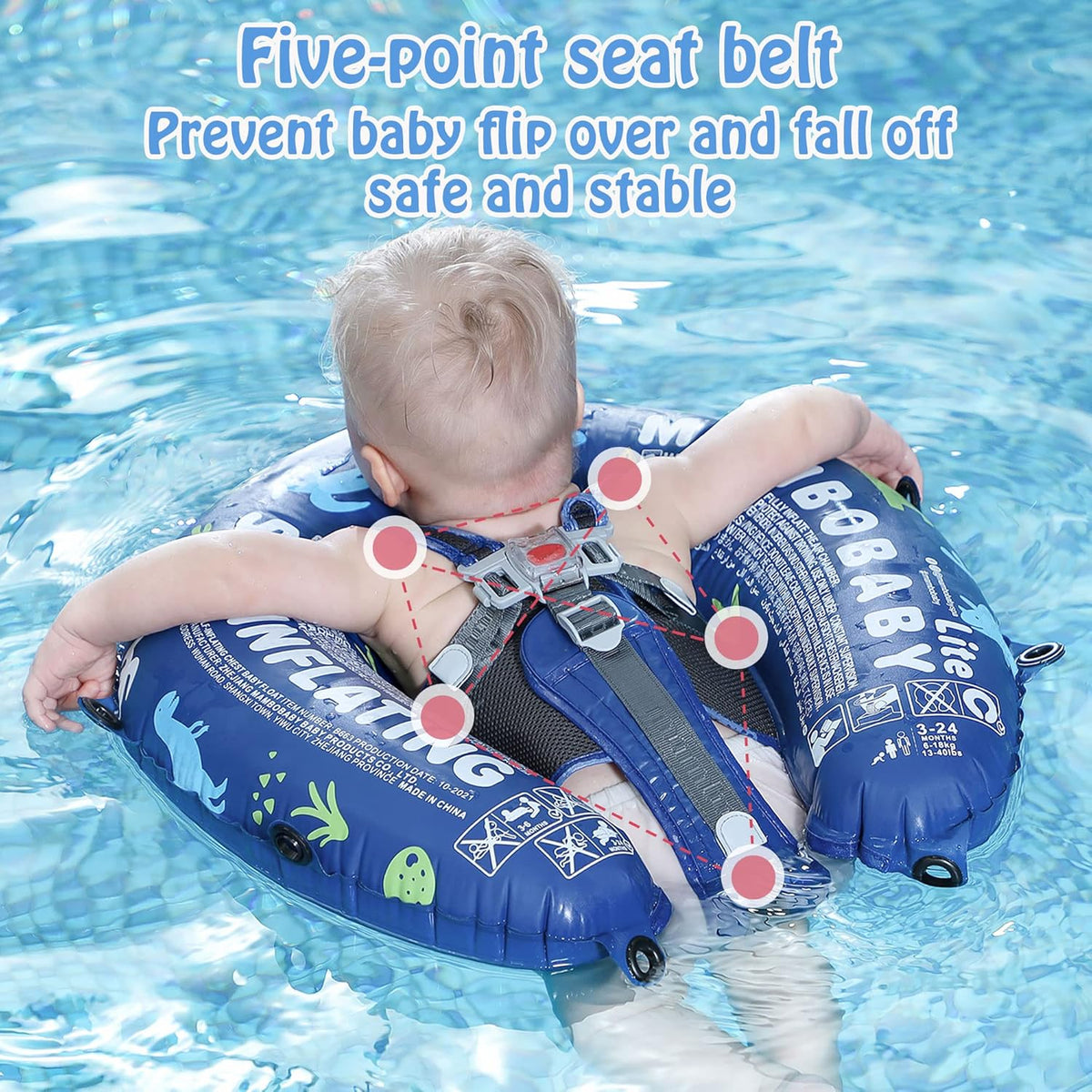 Mambobaby Baby Swim Float with Canopy, Non-Inflatable Solid Baby Float, Upgrade Soft Skin-Friendly Material Infant Swim Float - PuriLite