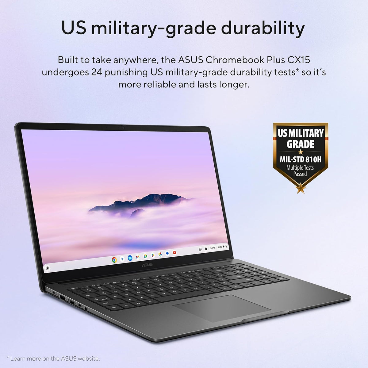 ASUS Chromebook Plus CX15, 15.6” 16:9 FHD (1920 x 1080) Anti-Glare Display, Intel® Core™ 3-N355 Processor, 128GB Storage, 8GB RAM, ChromeOS, Rock Grey, CX1505CTA-AS31-CB - PuriLite