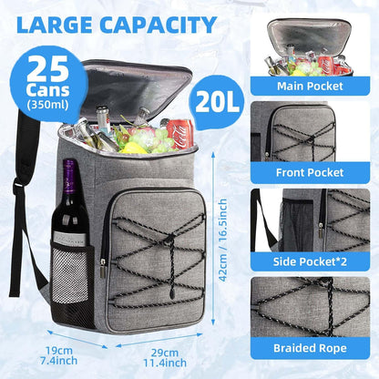 Bagtopia Camping Cooler Backpack 25 Cans, Leak Proof Insulated Thermal Bag, Beach Travel Picnic Lunch Backpack for Men Women - PuriLite
