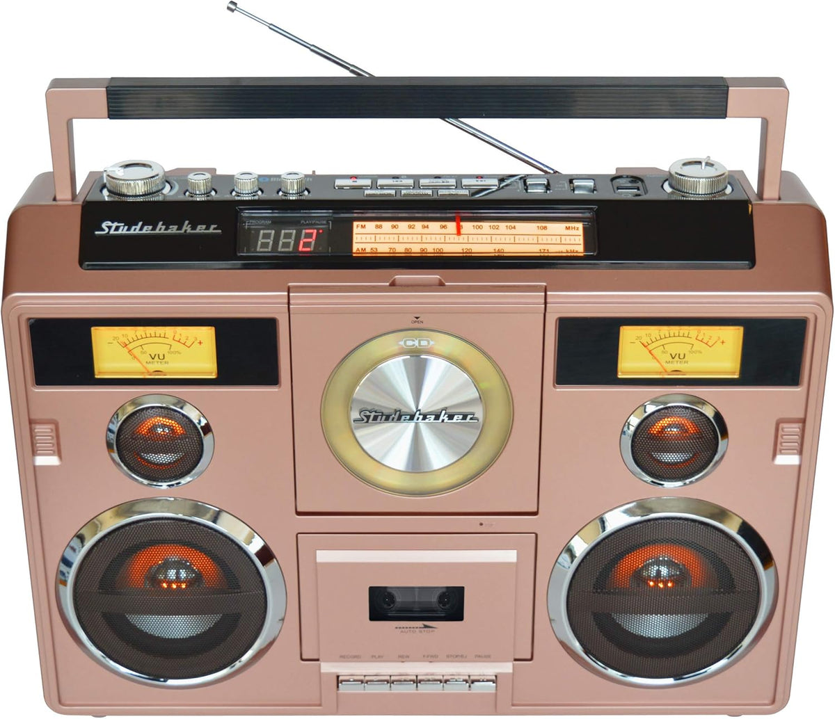 Sound Station Portable Stereo with Bluetooth/CD/AM-FM Radio/Cassette Recorder (Silver) - PuriLite