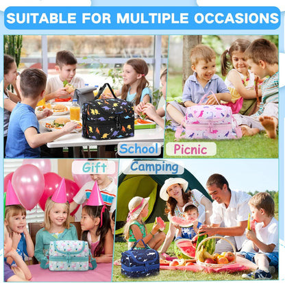 VASCHY Lunch Box Bag Men, Insulated Two Compartments Bento Cooler Bags for Adults/Women/Kids for School,Daycare,Kindergarten,Picnic Black - PuriLite