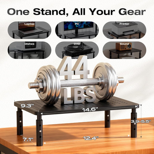 Adjustable Monitor Stand Riser for Desk – 3 Height Levels, Metal PC & Laptop Shelf Organizer, 2-Pack, Ergonomic Desk Storage Solution for Office & Home - PuriLite
