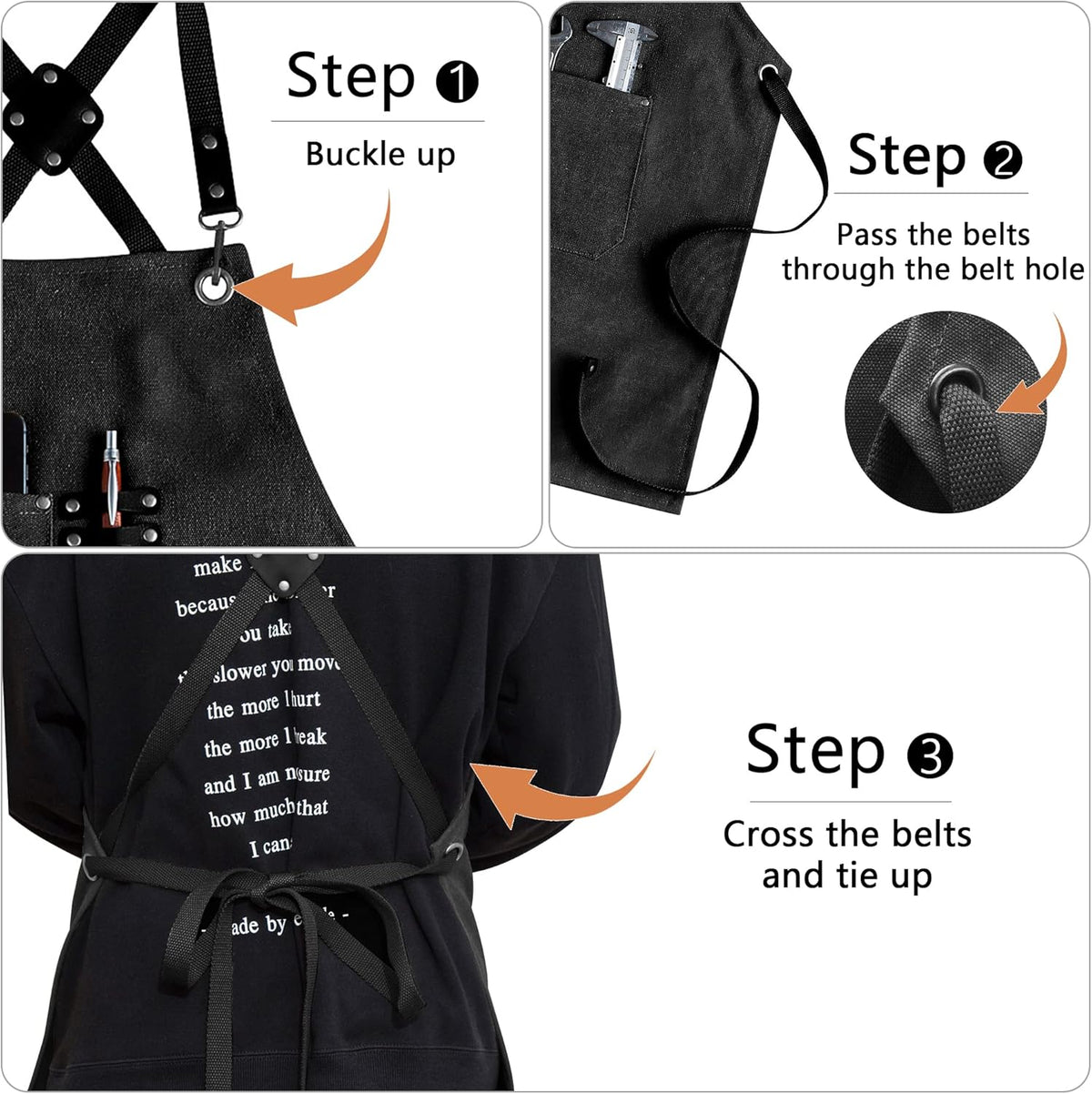 CONTAIL Chef Apron for Men Women,Canvas Aprons with Pockets-Cross Back Kitchen Apron for Cooking Grilling Baking BBQ Barber - PuriLite