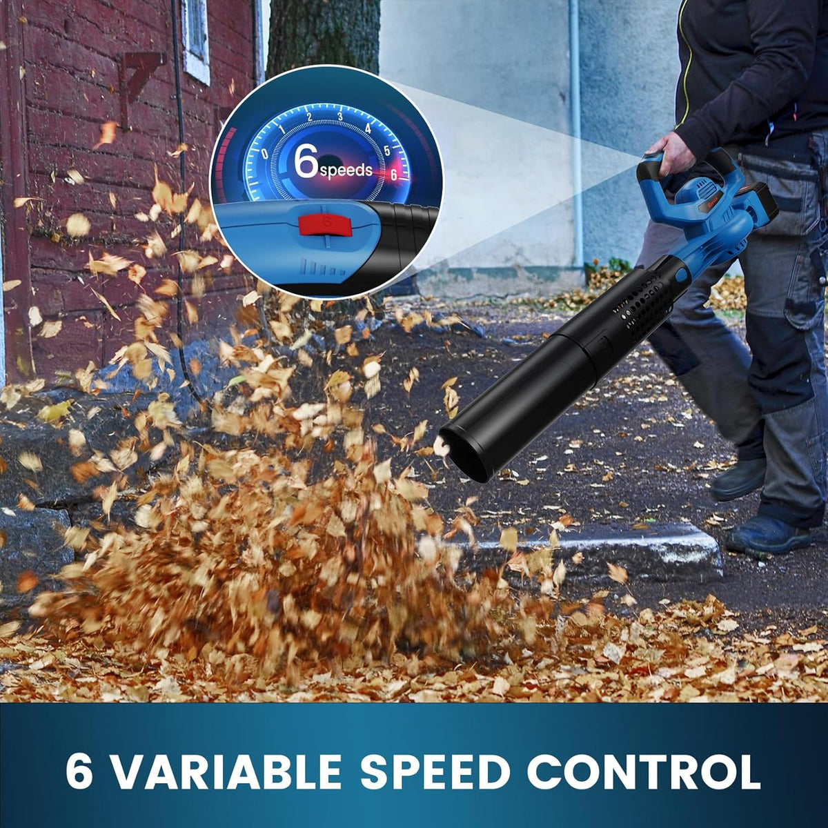 Enhulk 20V 4.0Ah Cordless Leaf Blower,460CFM &190MPH,2-in-1 Battery Powered Leaf Blower,6 Variable Speed,for Blowing Leaves,Debris,Snow and Dust,4.0Ah Battery&Charger Included - PuriLite