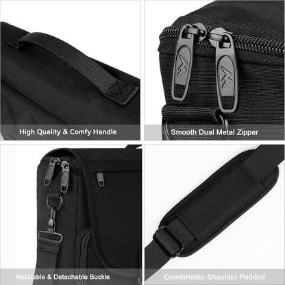 Messenger Bag for Men, Laptop Bag 15.6 Inch, Water Resistant Canvas Shoulder Bag Nylon Crossbody Bag for Women with Detachable Shoulder Strap Black - PuriLite