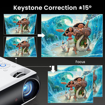 Official Licensed Google TV Smart Projector, HAPPRUN Projector 4k Support with Dolby Sound, Built-in Streaming Apps, Native 1080P, Wi-Fi & Bluetooth, Projecteur for Home Cinema,Gaming,Outdoor - PuriLite