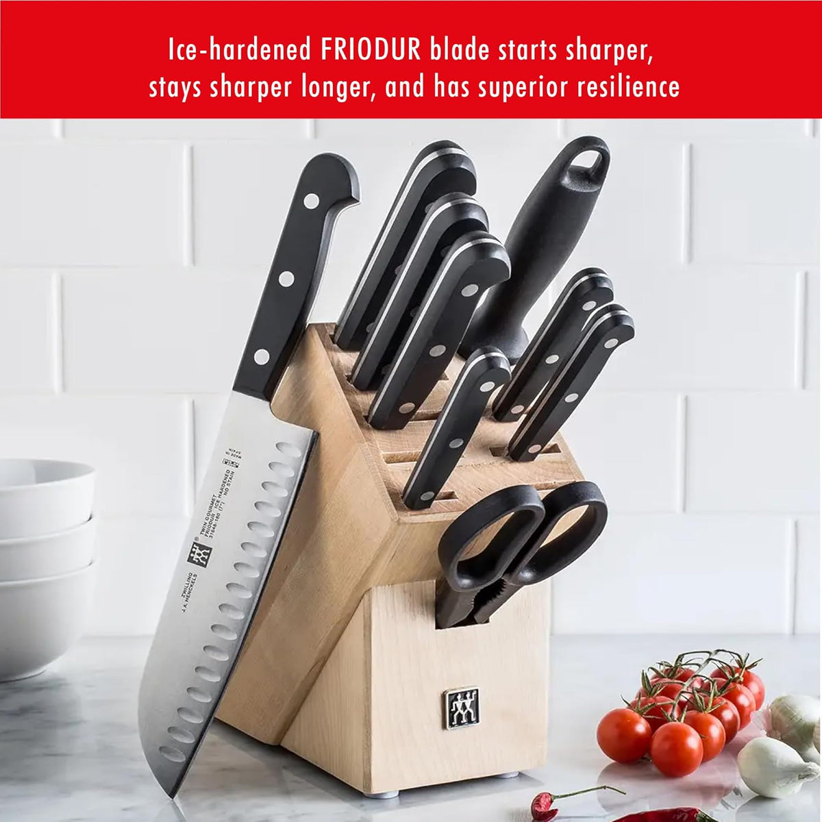 Zwilling J.A. Henckels HI Forged Contour 9 PC Block Set, Black/Silver - PuriLite