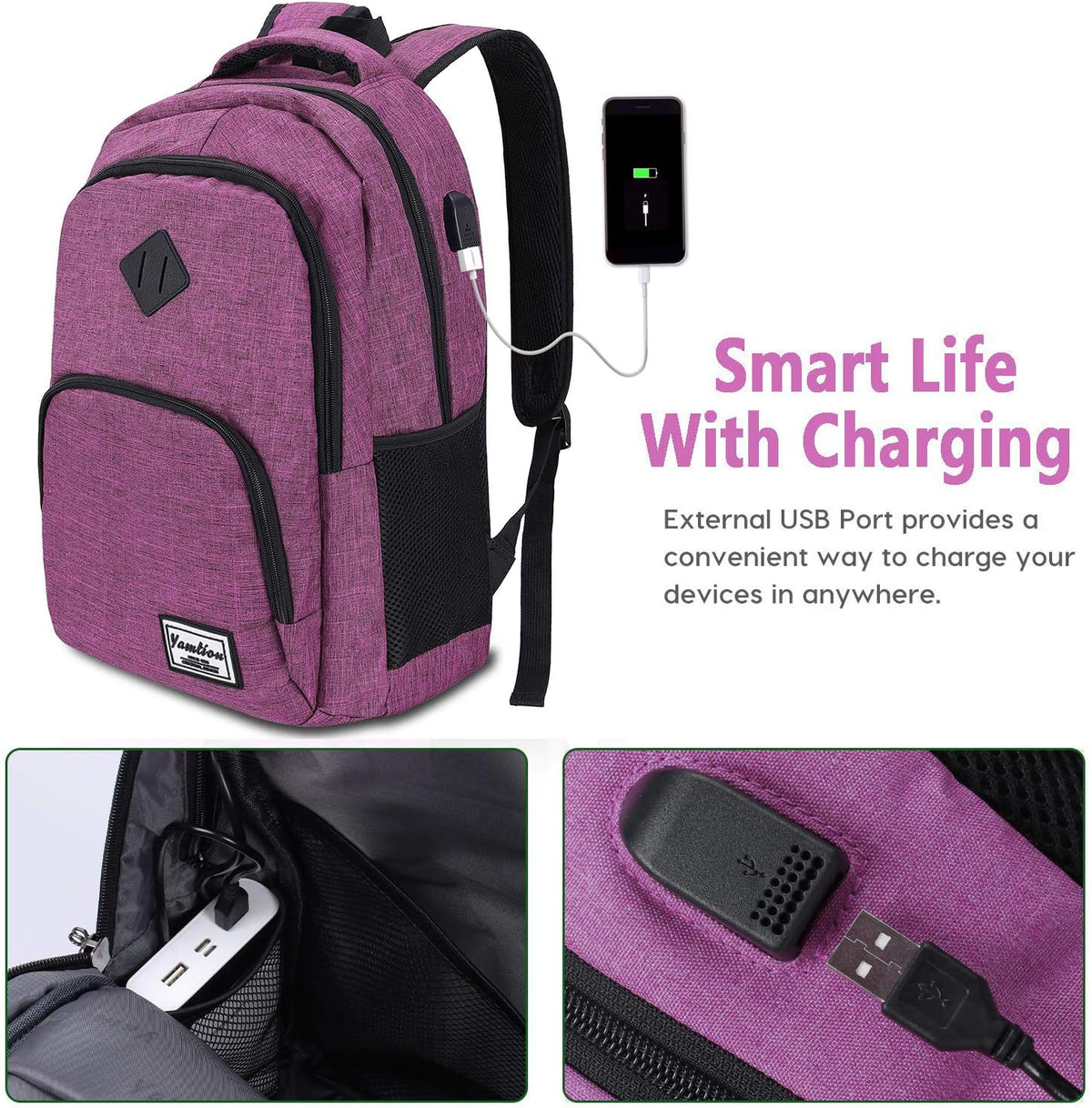 Backpack for Teen Girls,Boys School Backpack for Women with USB,College Backpack,Big Flower - PuriLite
