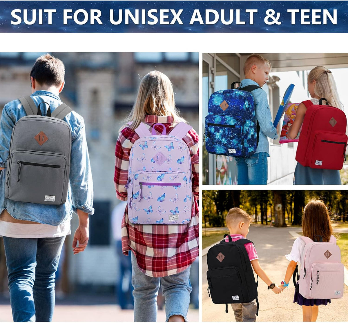 School Backpack for Kids,Lightweight Water Resistant Work Travel Backpack for Women Men Teens VONXURY - PuriLite