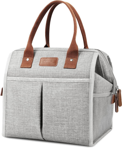 Lunch Bag for Women & Men, Insulated Lunch Box Cooler Tote Bags, Adult Reusable Lunch Boxes with Water Resistant for Work, Travel and Picnic (Grey) - PuriLite