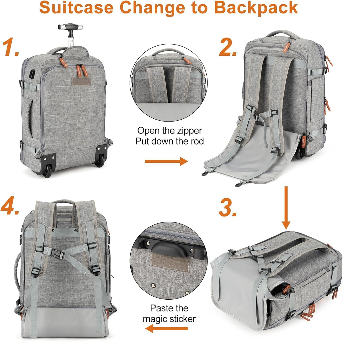 Lumesner Carry on Backpack, Extra Large 40L Flight Approved Travel Backpack for Men & Women - PuriLite