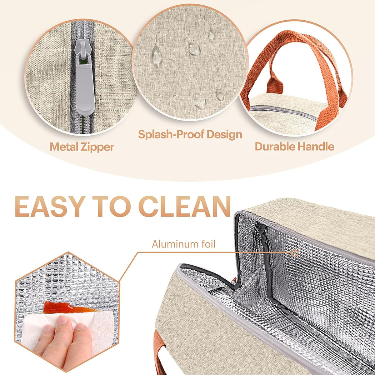 Lunch Bag for Women & Men Adult Insulated Lunch Box, Small Leakproof Cooler Food Lunch Containers Reusable High Capacity Lunch Tote Bags for Work, Travel, Outdoor - PuriLite