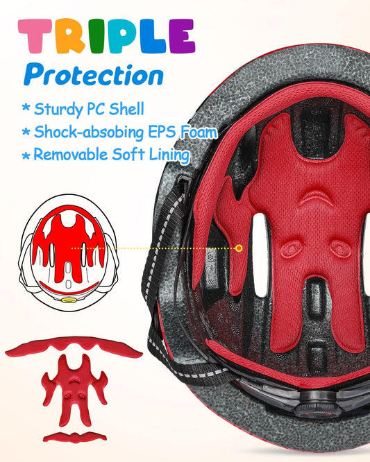 VICTGOAL Kids Bike Helmet for Boys Girls, Lightweight 3D Toddler Bike Helmet Age 3-8, Adjustable Infant Bicycle Helmet for Multi-Sport Scooter Cycling Skateboard - PuriLite
