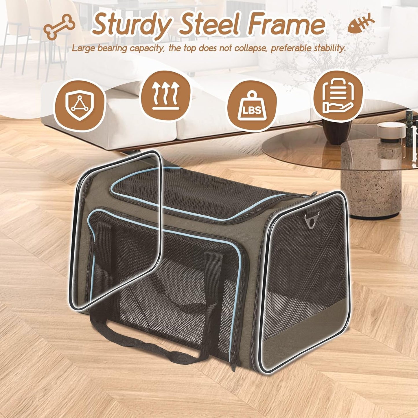 X-ZONE PET Airline Approved Pet Carriers,Soft Sided Collapsible Pet Travel Carrier for Medium Cats and Puppy - PuriLite