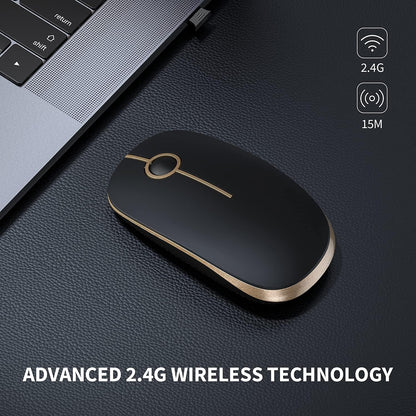 Wireless Mouse, Vssoplor 2.4G Slim Portable Computer Mice with Nano Receiver for Notebook, PC, Laptop, Computer (Black and Gray) - PuriLite