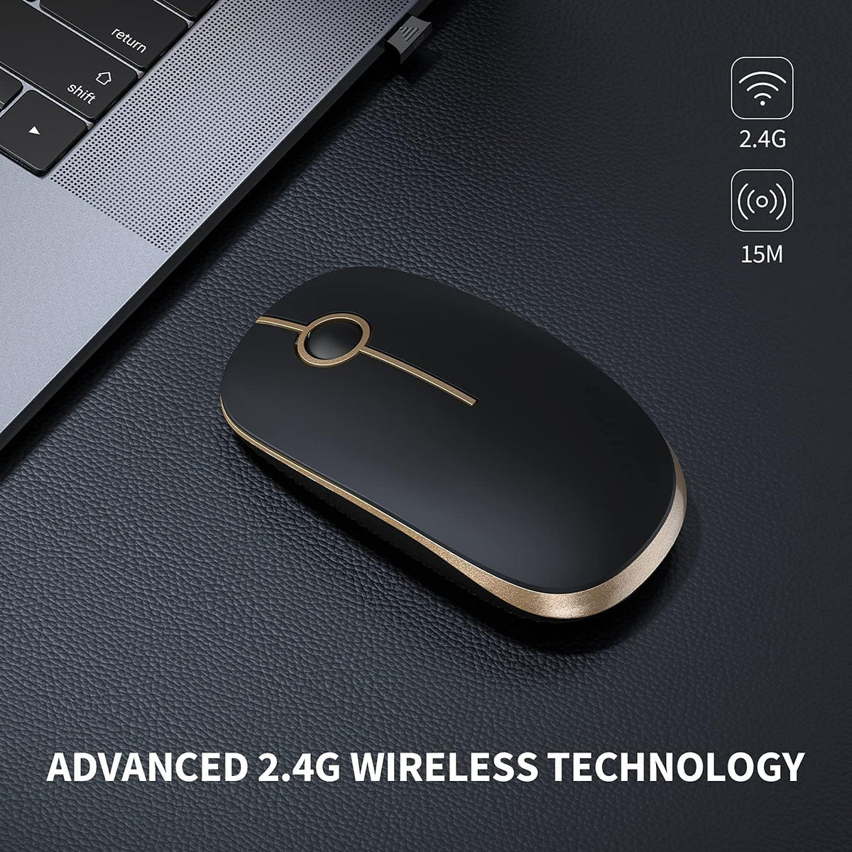 Wireless Mouse, Vssoplor 2.4G Slim Portable Computer Mice with Nano Receiver for Notebook, PC, Laptop, Computer (Sapphire Blue) - PuriLite
