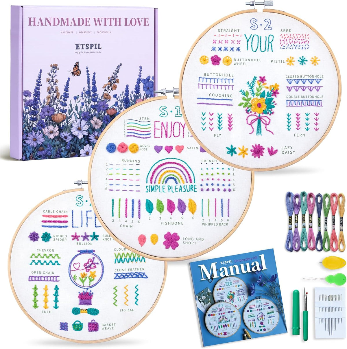 Purilite Select 3 Pack Beginner Embroidery Kits - PuriLite