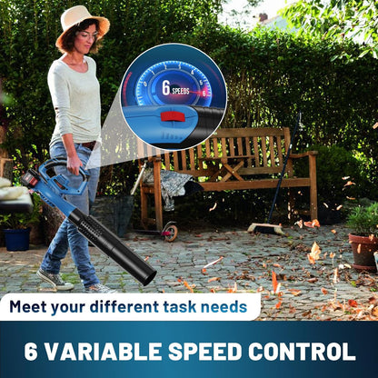Enhulk 20V 4.0Ah Cordless Leaf Blower,460CFM &190MPH,2-in-1 Battery Powered Leaf Blower,6 Variable Speed,for Blowing Leaves,Debris,Snow and Dust,4.0Ah Battery&Charger Included - PuriLite