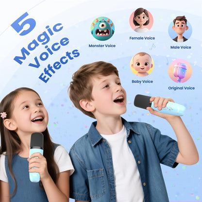 Karaoke Machine for Kids Adults, Portable Bluetooth Mini Karaoke Microphone Singing Speaker Karaoke Player with 2 Wireless Mic Toys for All Smartphones,Birthday, Family,Home Party (Purple) - PuriLite