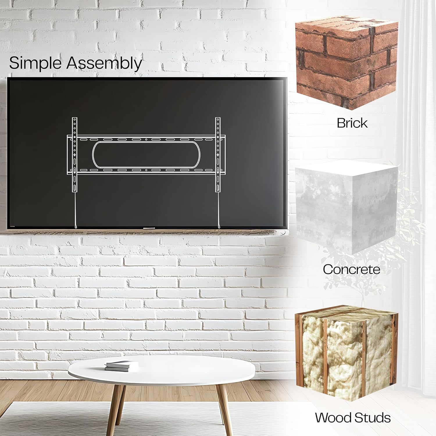VIVO Extra Large Heavy Duty 43 to 100 inch LCD LED Curved and Flat Panel Screen, TV Wall Mount Bracket with Max 800x400mmmm VESA, Black, MOUNT-VW100F - PuriLite