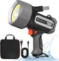 FORTO Rechargeable Spotlight 5000LM, IPX7 Waterproof Flashlight with 5200mAh Long-Lasting Battery, 7 Modes Handheld Light with EVA Case, for Boat, Hunting, Emergency, Outdoor Use - PuriLite