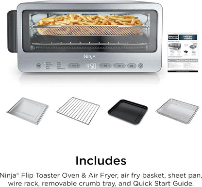 8-in-1 Flip Toaster Oven & Air Fryer | Stainless Steel Countertop Convection Oven