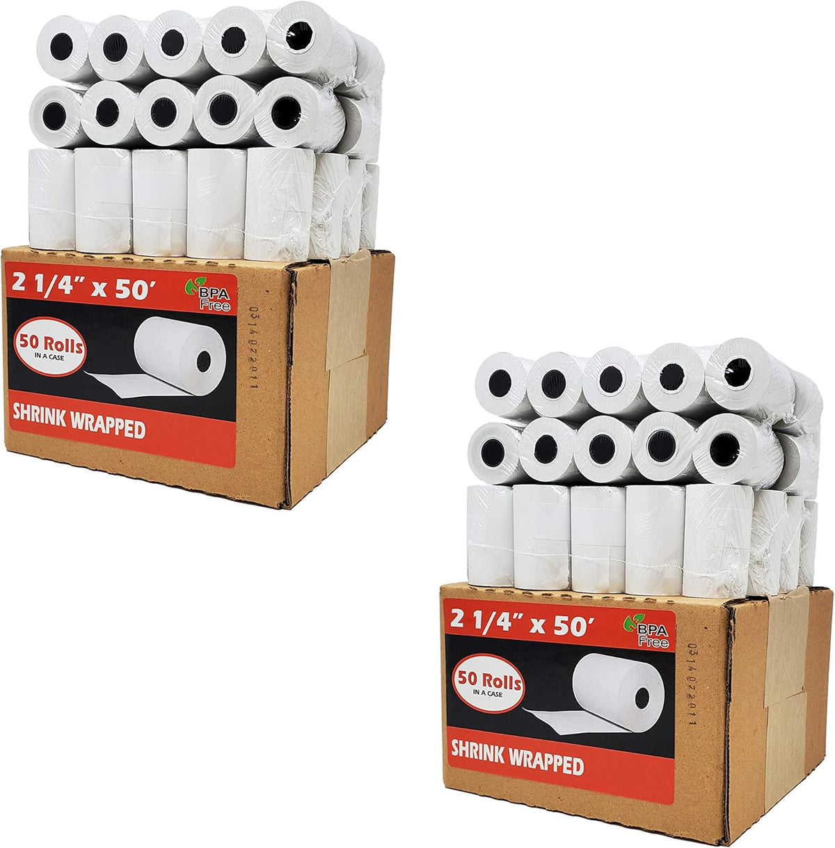 (50 Rolls) 2 1/4 x 50 Thermal Paper Receipt Rolls 2.25 x 50 ft POS Cash Register fits All Credit Card Terminals - PuriLite