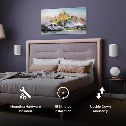 ERA100 Wall Mount Bracket, Low Profile, White, Single Unit, Compatible with Sonos ERA 100 Speaker, Complete with All Fixing Hardware - PuriLite