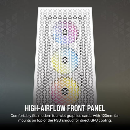 CORSAIR 3000D Airflow Mid-Tower PC Case – 2X SP120 Elite Fans – Four-Slot GPU Support – Fits up to 8X 120mm Fans – High-Airflow Design – Black - PuriLite