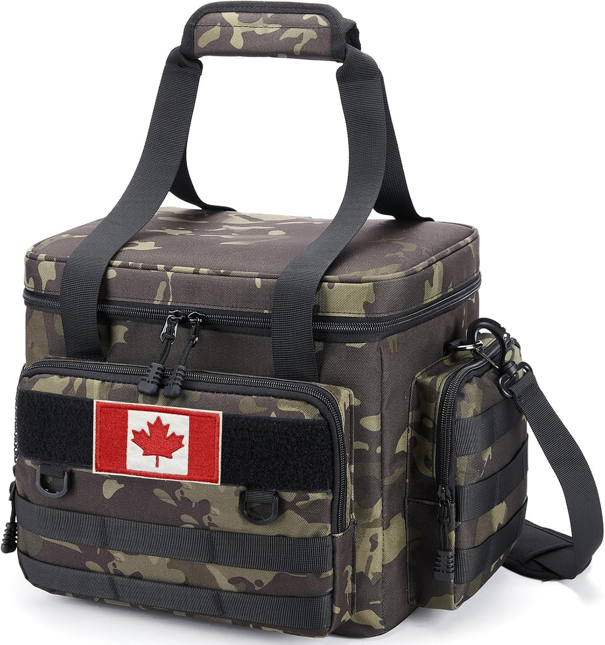 Tactical Lunch Bag for Men, Large Leakproof Insulated Lunch Box, Lunch Cooler Bag with Shoulder Strap, Lunch Pail for Adults Work Outdoor Picnic Trips, Black Camo - PuriLite