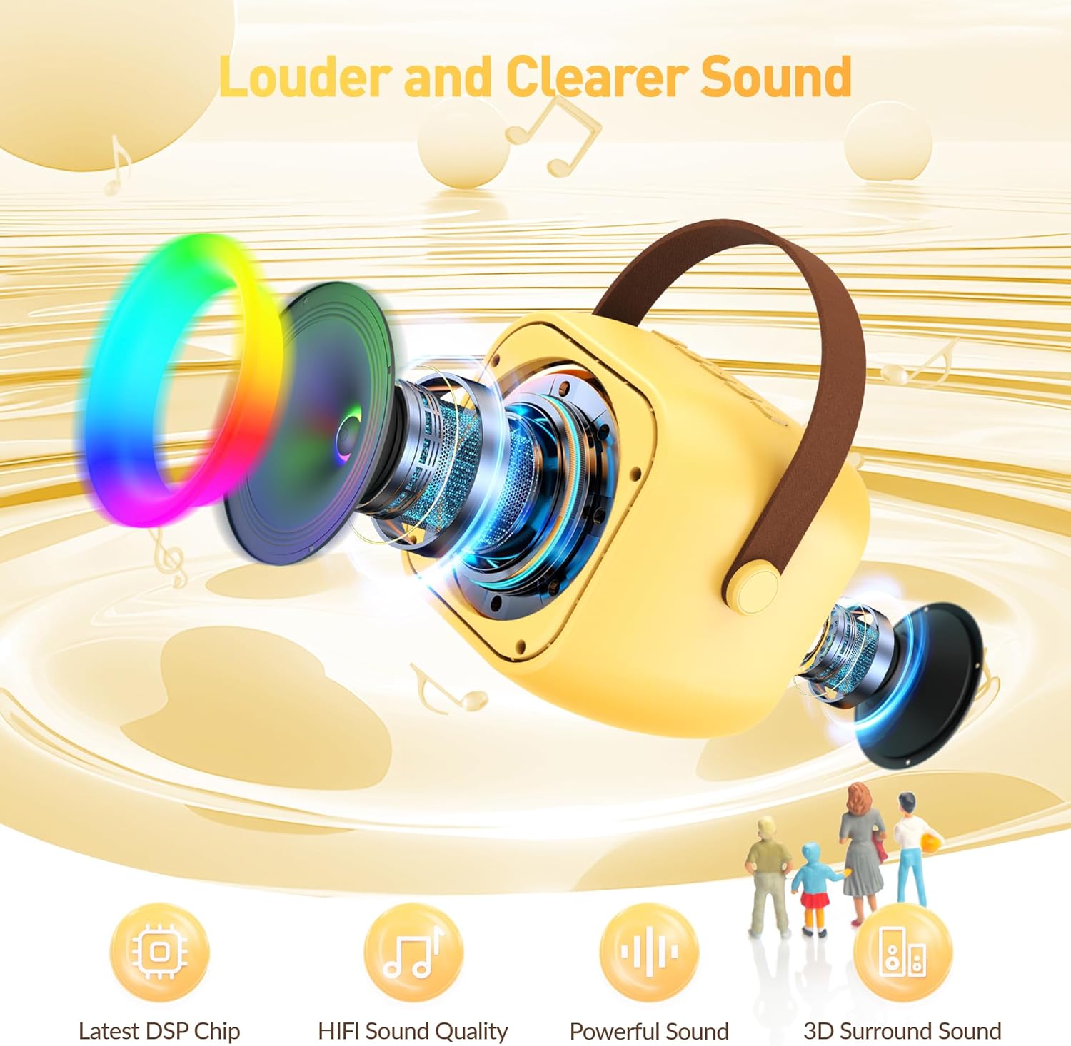 Karaoke Machine, Portable Bluetooth Karaoke Speaker with 2 Wireless Microphones and Party Lights for Kids and Adults, Birthday Gifts for Girls Boys Family Home Party (Beige2) - PuriLite