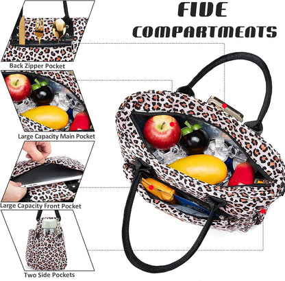 Lunch Bag for Women, Insulated Lunch Box for Work, Large Leakproof Cooler Purse with Side Pockets & Removable Shoulder Strap Women's Lunch Tote Bag for Picnic Work Beach Cute Lunch Bags (Heart) - PuriLite
