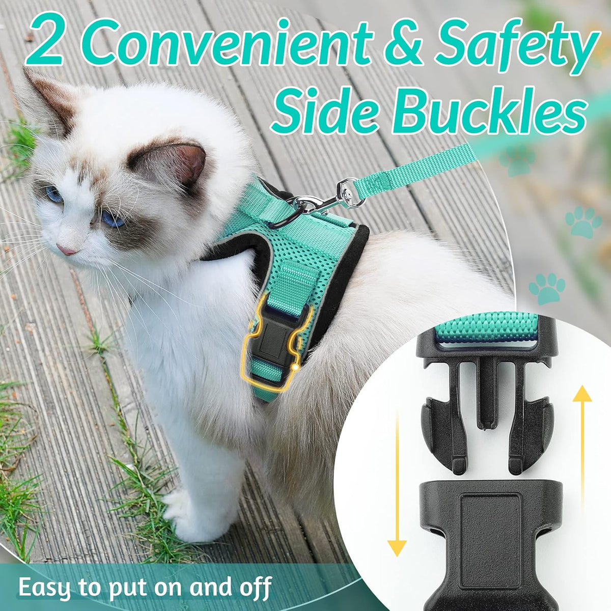 rabbitgoo Cat Harness and Leash for Walking, Escape Proof Soft Adjustable Vest Harnesses for Small Medium Cats, Easy Control Breathable Reflective Strips Jacket, XS, Black - PuriLite