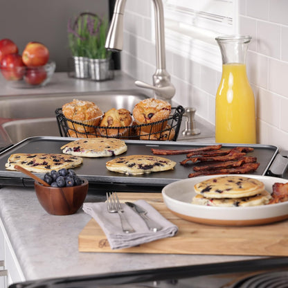 Presto 07072 22-Inch Extra Large Griddle, 22"x 13", Low Profile Design, Ceramic Nonstick, Black - PuriLite
