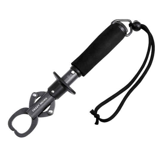 Crazy Shark Portable Stainless Steel Fish Lip Grabber Gripper Grip Tool Fish Holder Tackle EVA Handle 40lbs (Dark Gray) - PuriLite