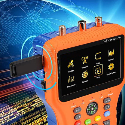 Satellite Finder, V8 Finder PRO FTA DVB S2 S2X Meter Digital Satellite Finder with 4.3inch LCD Screen Compass Function (US Plug) - PuriLite