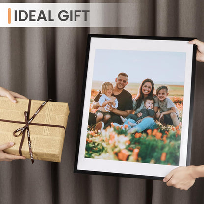 upsimples 11x14 Picture Frame, Display Pictures 8x10 with Mat or 11x14 Without Mat, Wall Hanging Photo Frames, Black - PuriLite