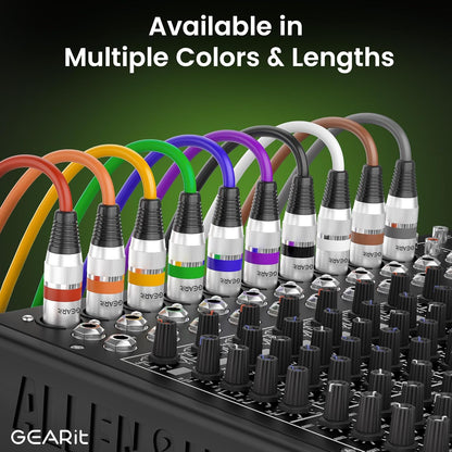 GEARit XLR Male to Female Microphone Cable (10 Feet, 6-Pack) 3-Pin Balanced Shielded Mixer, Recording Studio, Podcast - Black - PuriLite