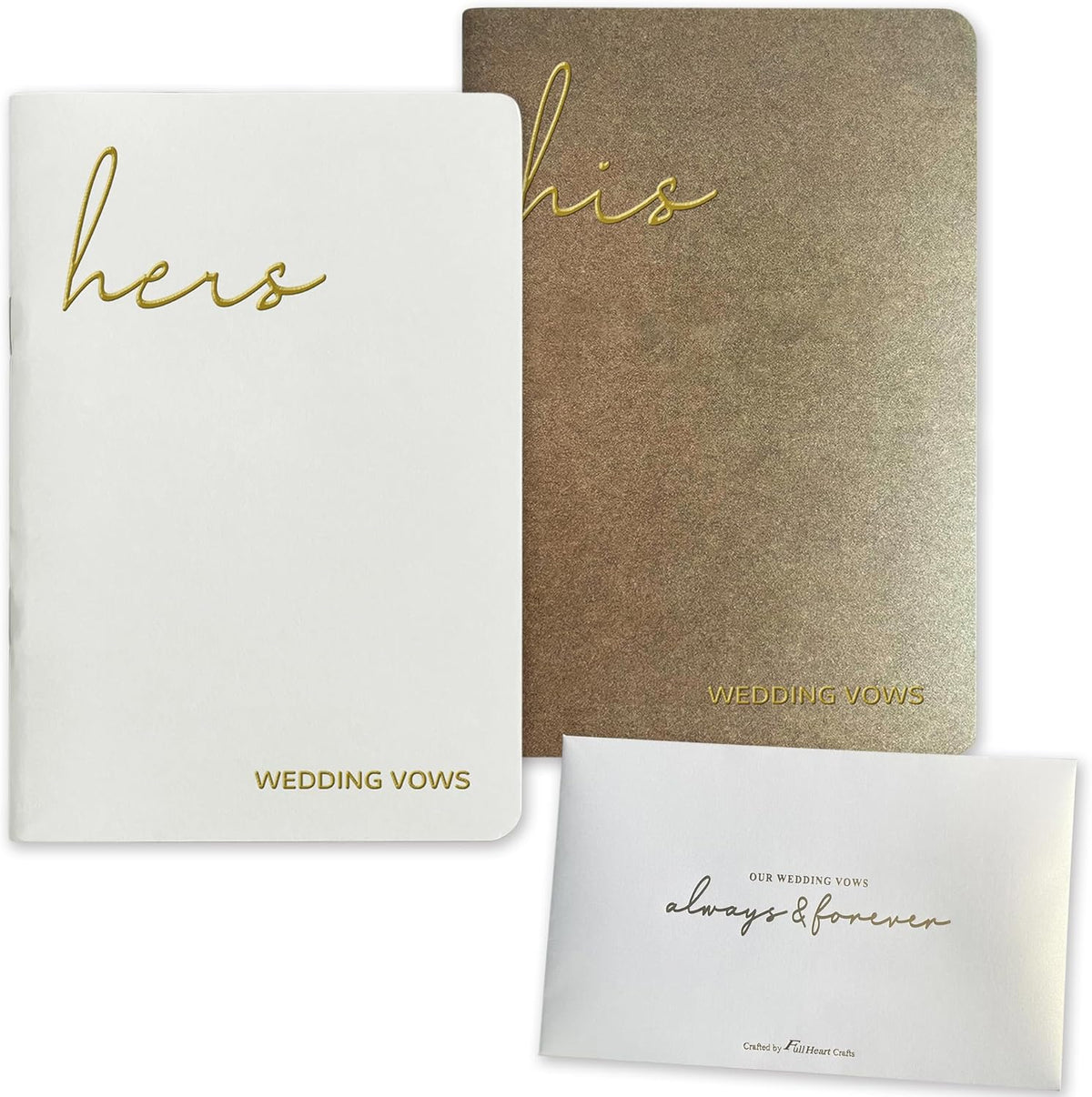 WeddingGiftsWedding Vow Books His and Hers Soft Touch Gold Foil Engraving Vow Books Wedding Essentials Wedding Accessories(TR-HH-Black) - PuriLite