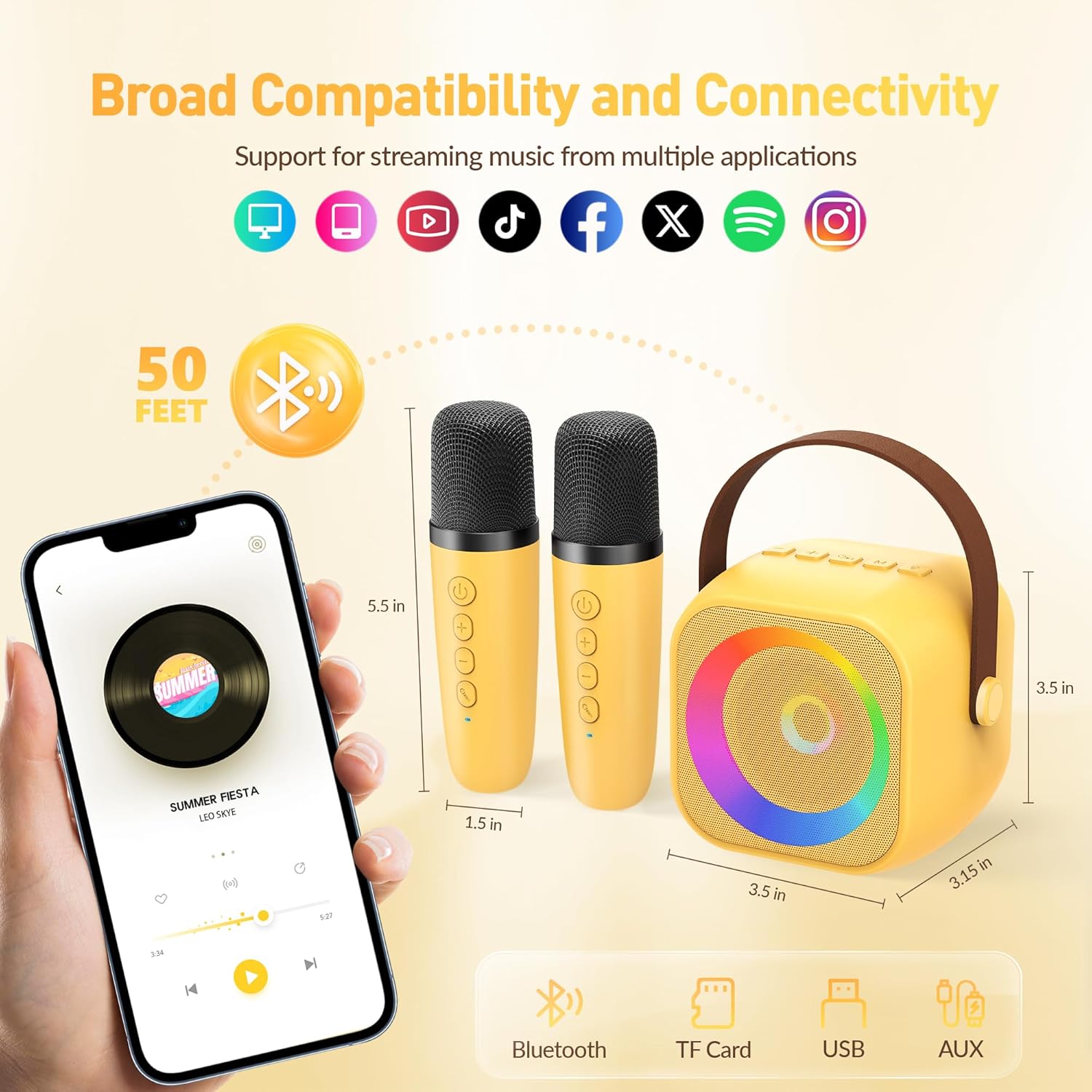 Mini Karaoke Machine, Portable Bluetooth Karaoke Speaker with 2 Wireless Microphones and Party Lights for Kids and Adults, Birthday Gifts for Girls Boys Family Home Party (Hotpink) - PuriLite