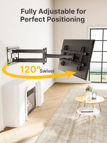 monTEK Long Arm TV Wall Mount for Most 43-90 Inch TVs, 42.5 Inch Long Extension TV Mount Swivel and Tilt, Full Motion Wall Mount TV Bracket Fit Max VESA 800 x 400mm, Up to 132 lbs, 16”,18” Studs - PuriLite