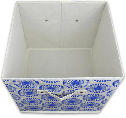 DII Foldable Fabric Storage Containers for Nurseries, Offices, Closets, Home Decor, Cube Organizers & Everyday Storage Needs, (Large - 11 x 11 x 11) Scroll Nautical Blue - Set of 2 - PuriLite